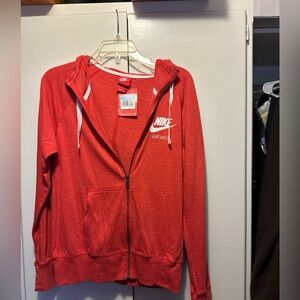 Red Nike zip up hoodie